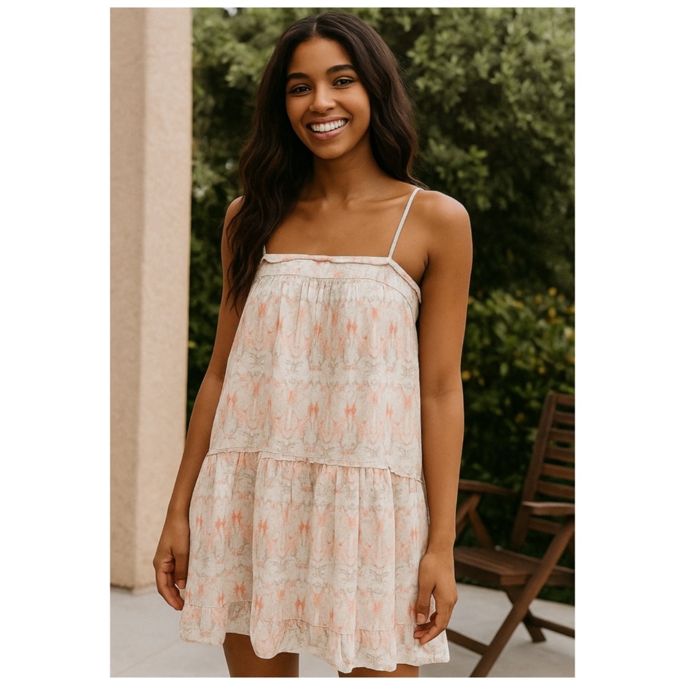 Anthropologie Saturday Sunday White Printed Cotton Mini Slip Dress S